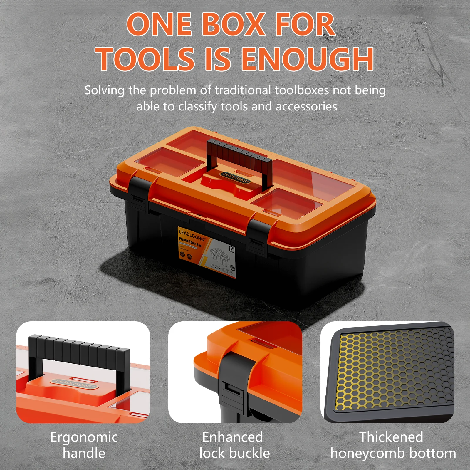 15/17/20Inch Plastic Electrician Toolbox Hardware Tool Organizer Case Household Tool Bin Auto Repair Tools Parts Storage Box