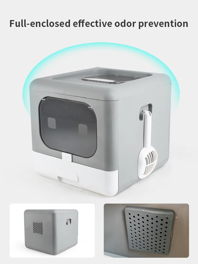 Pet Products New  Design Large Foldable Cat Litter Box Small Packing Pet Grooming Product