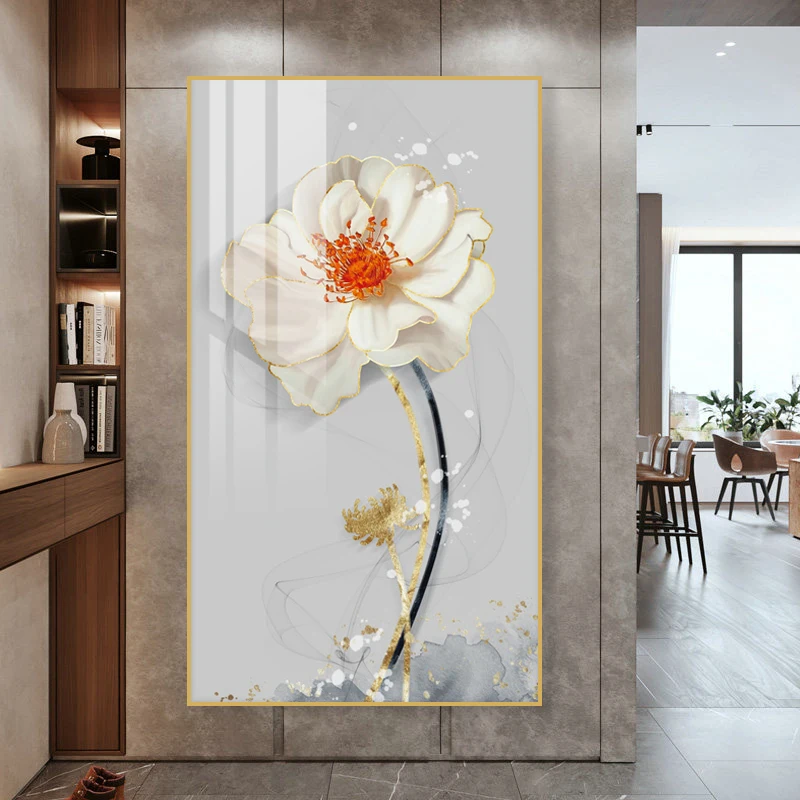 5D crystal porcelain painting rose flower home decoration wall painting aluminum alloy frame wall decoration
