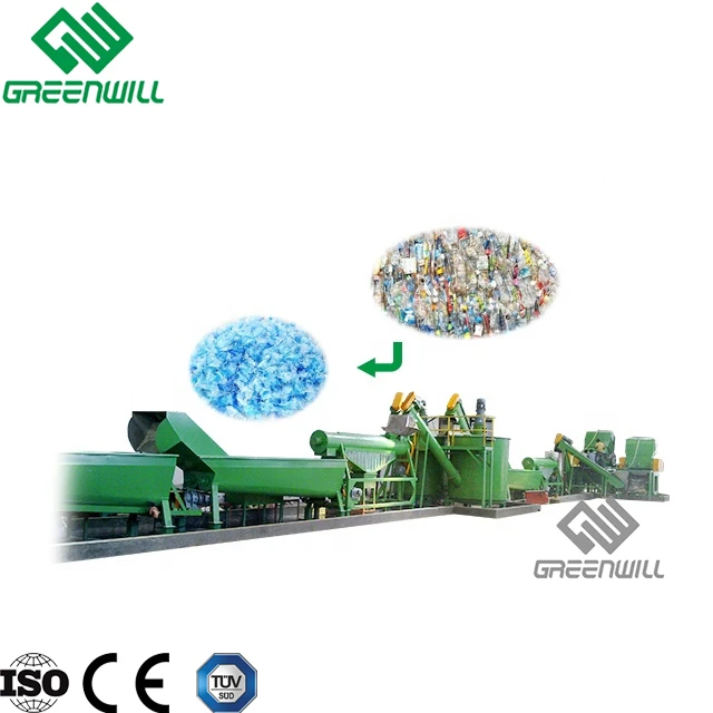 Good performance 1-3 ton per hour recycled plastic PET bottle flakes hot washing machine