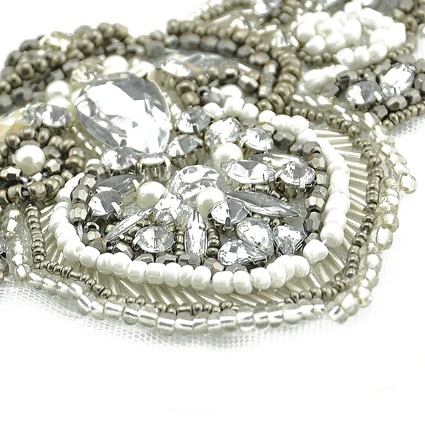 Hand Beaded Wedding Dress Party Crystal Rhinestone Applique beaded patches Lace Accessories Dress