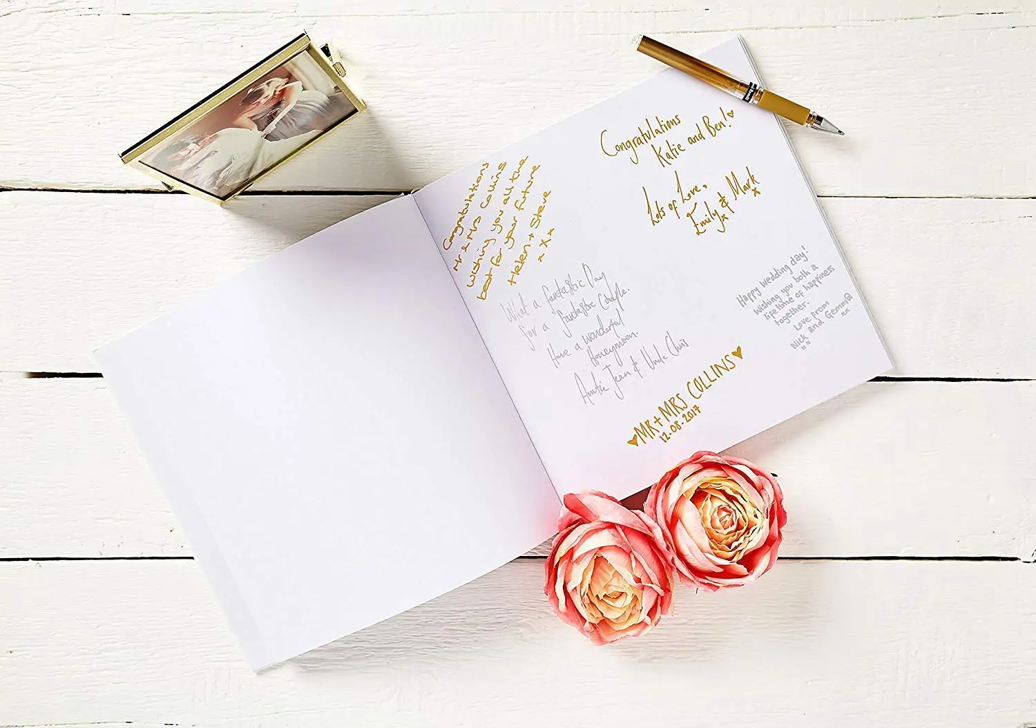 Wedding Guestbook for Instax Mini Polaroid Mini Instant Photos Hardcover 100 Pages - Guilded Foil Flower Design