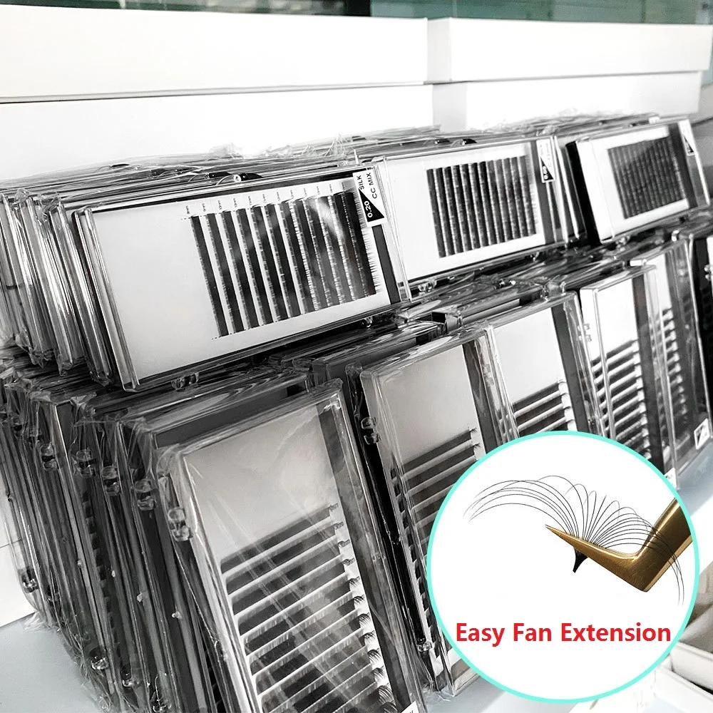 Vendor Korea fiber Lash Extensions Volume Easy Fan Eyelash Extension Lash Trays Volume Eyelash Easy Fan Extension