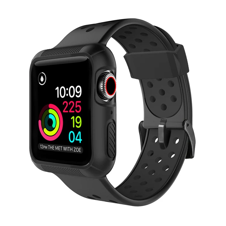 Hot Sale Fashion Rubber Case And Strap In One Protective Silicone Watch Band For Apple Watch Series  7/6/SE/5/4/3/2/1 Strap