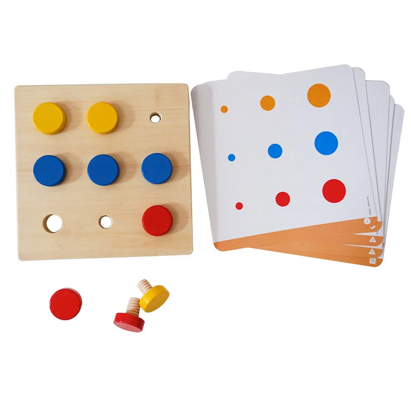 Wooden Sensorial teaching toy shape matching board game Wooden Montessori bolts and nuts toys for kids