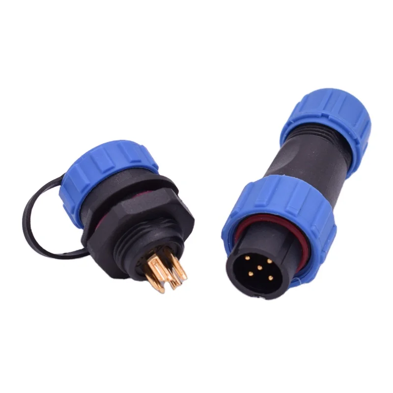 Промышленный резьбовой пластиковый IP68 Электрический 2 3 4 5 6 7 8 9 10 12 контактов светодиодный экран SP21 водонепроницаемый разъем