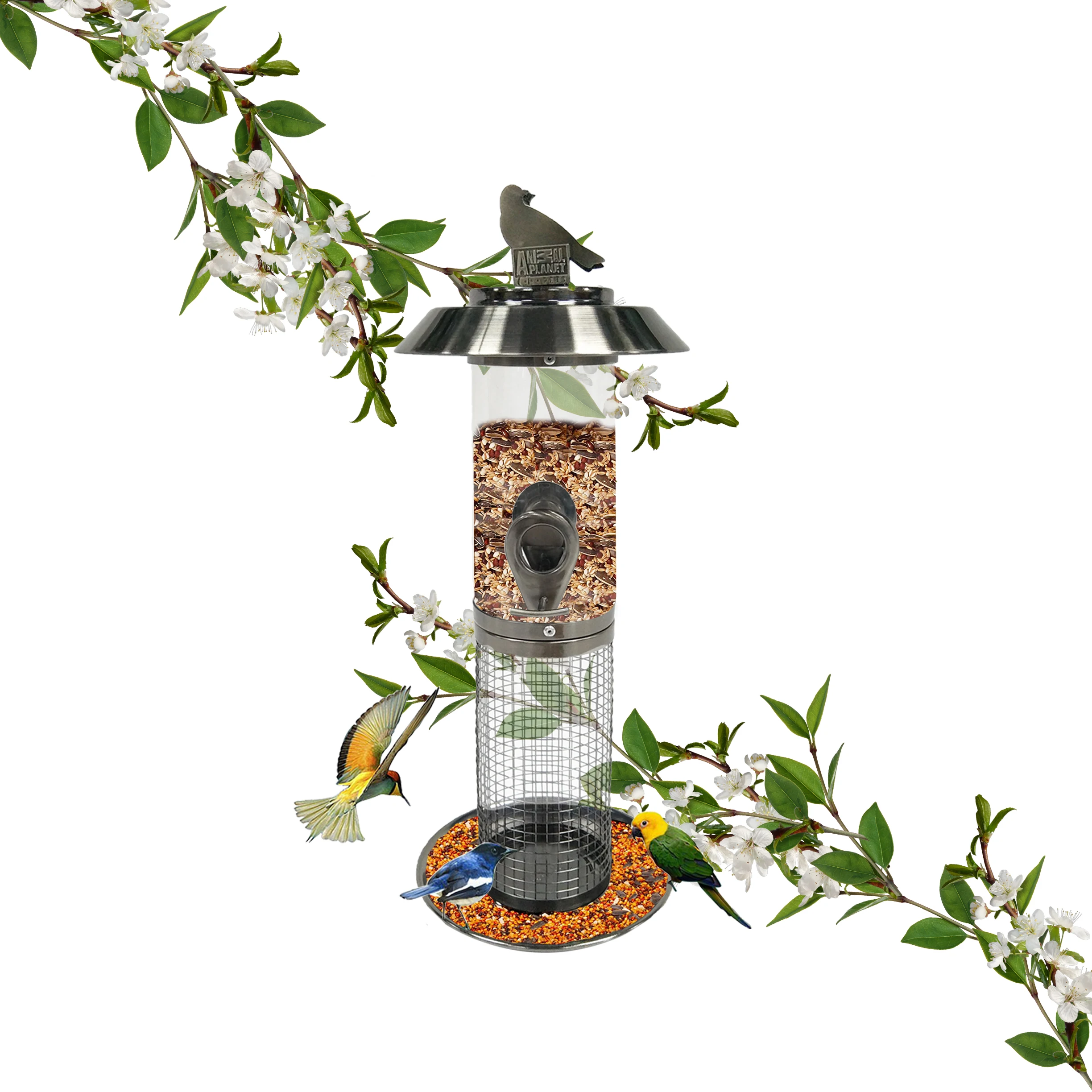 Hot selling copper plated outdoor hanging  bird feeder for bird food feeding