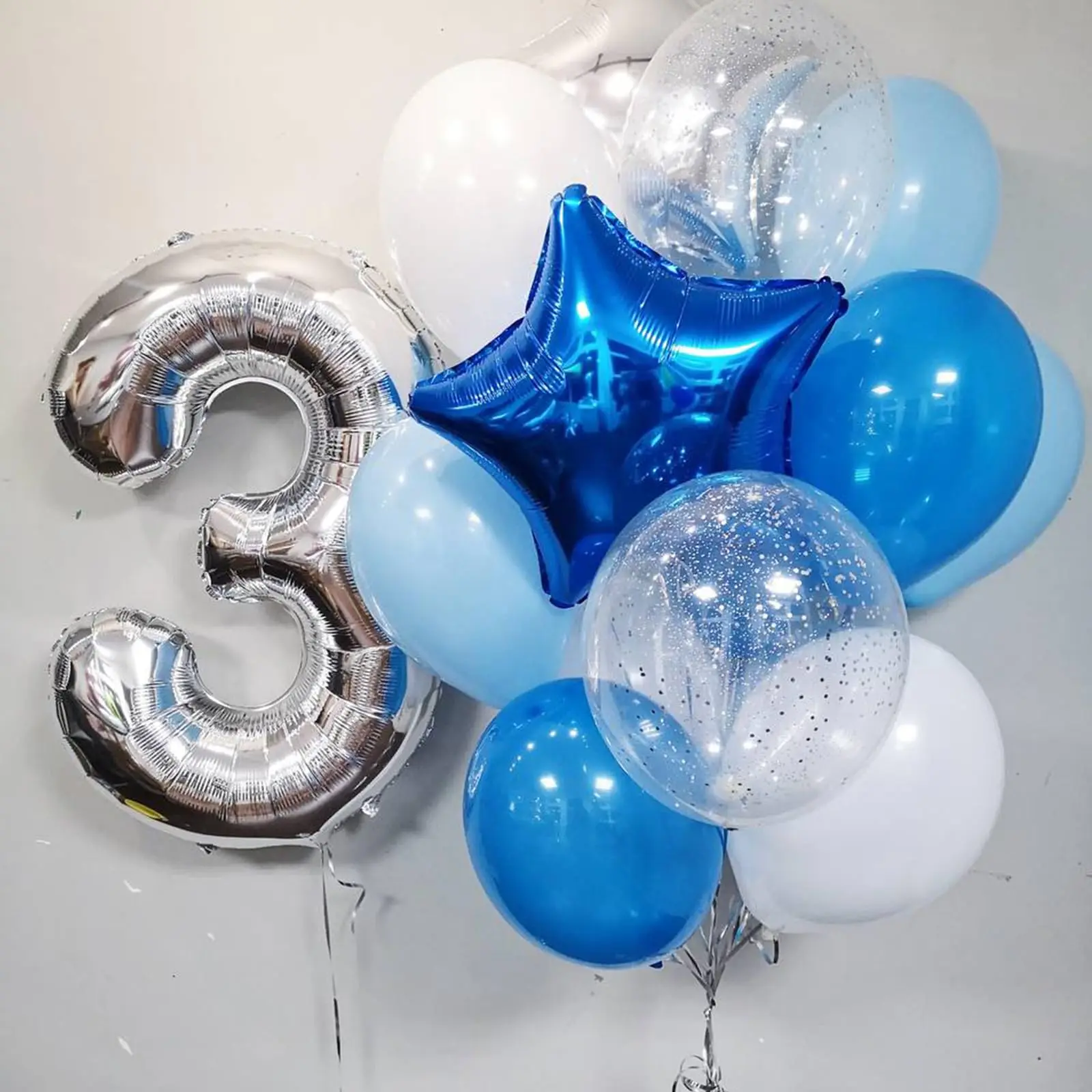 Baby Shower Pearl Blue Birthday Balloons 60 Pcs Metallic Blue Macaron Blue Balloon Set for Wedding Decorations
