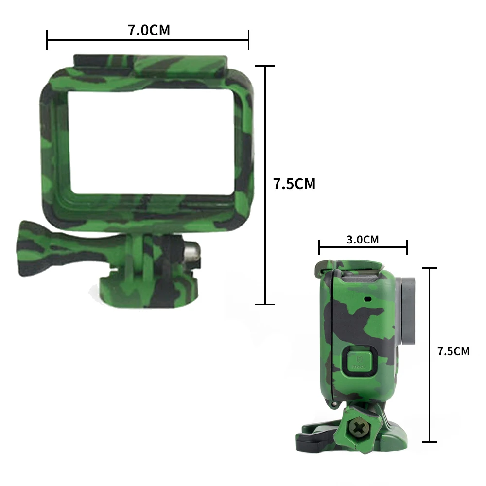 HONGDAK Protective Frame Case Shell Protector Housing Army Green +Lone Screw+ Base Mount For GoPro Hero 5 6 7 Camera Accessories