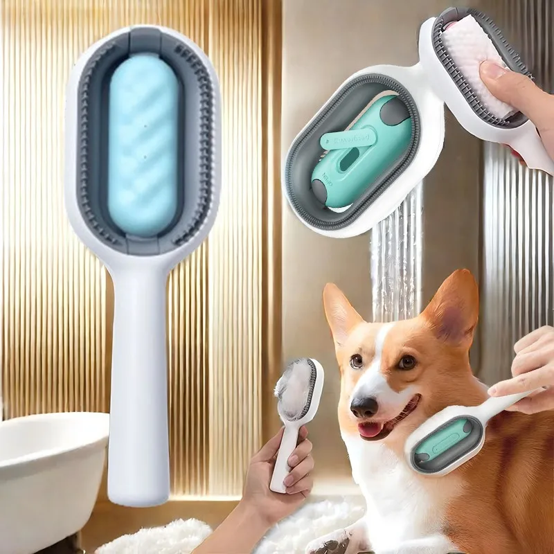 Hot New With Water Tank Pet Hair Removal Comb 2 in 1 Cleaning Brush Cat Portable Multifunctional Pet Cleaning Brush