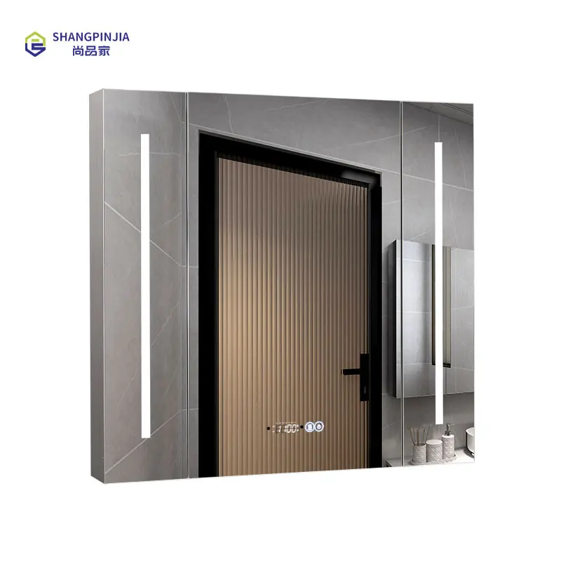 shangpinjia stainless steel bathroom cabinets and mirror cabinet with bathroom mirror function