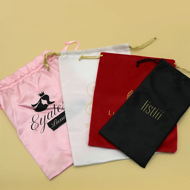 Envelope Hair Packaging Jewelry Silk Luxury Pouch Pink Custom Logo Wig White Small Box Jewellery Satin Gift Bag