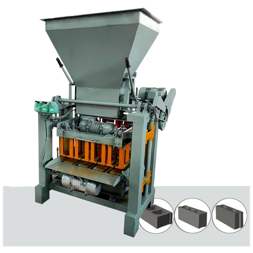Small scale simi automatic hollow cement brick making machinery concrete mixing block making cement blocks producing machines