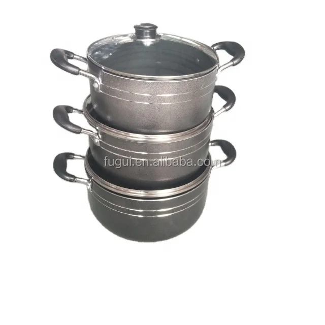 Hot selling factory direct commercial pressed aluminum non-stick cookware set of cookware with powder coating