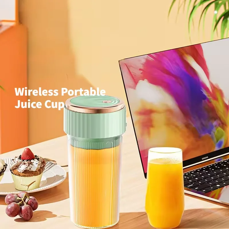 Mini Portable Wireless Electric Fruit Stirrer USB Charging Juice Extractor Machine 450ML Cup Rechargeable Juicer Blender Mixer