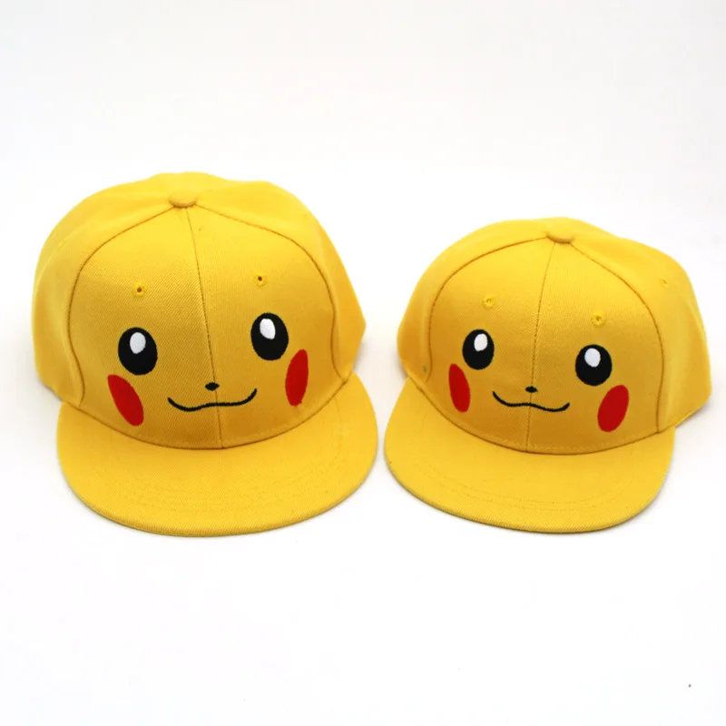 High Quality embroidery Cotton Kids Children Summer Baseball Hat Cartoon Pokemoned Pikachued Cap for Kids adult