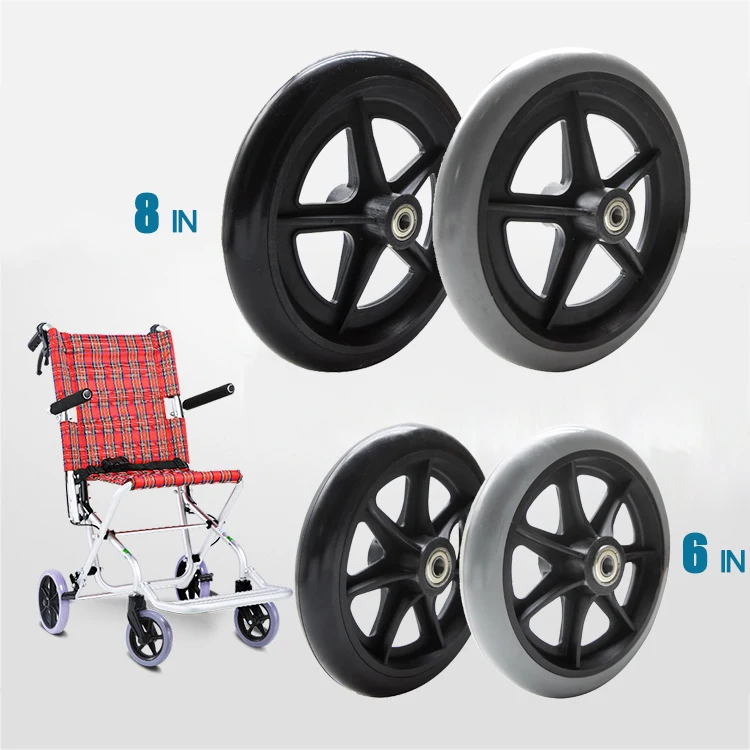 JQ Caster Wheelchair Accessories 6inch 8inch Airless Solid Plastic Wheel