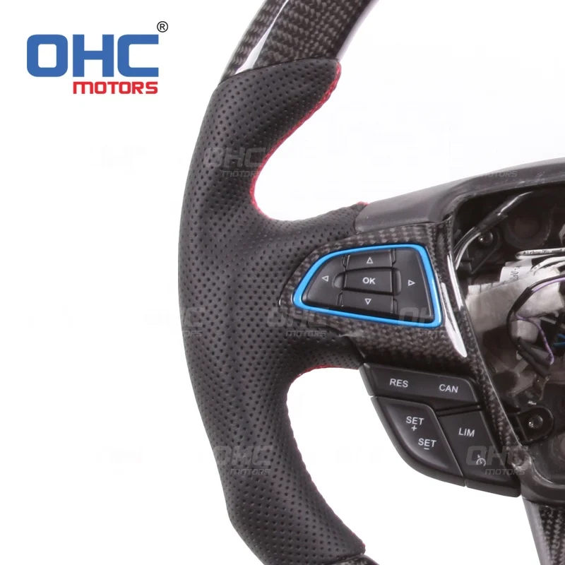 LED Real Carbon Fiber Steering Wheel for Ford Focus mk2 2015 2016 2017 2018 volante ford focus OHC MOTORS
