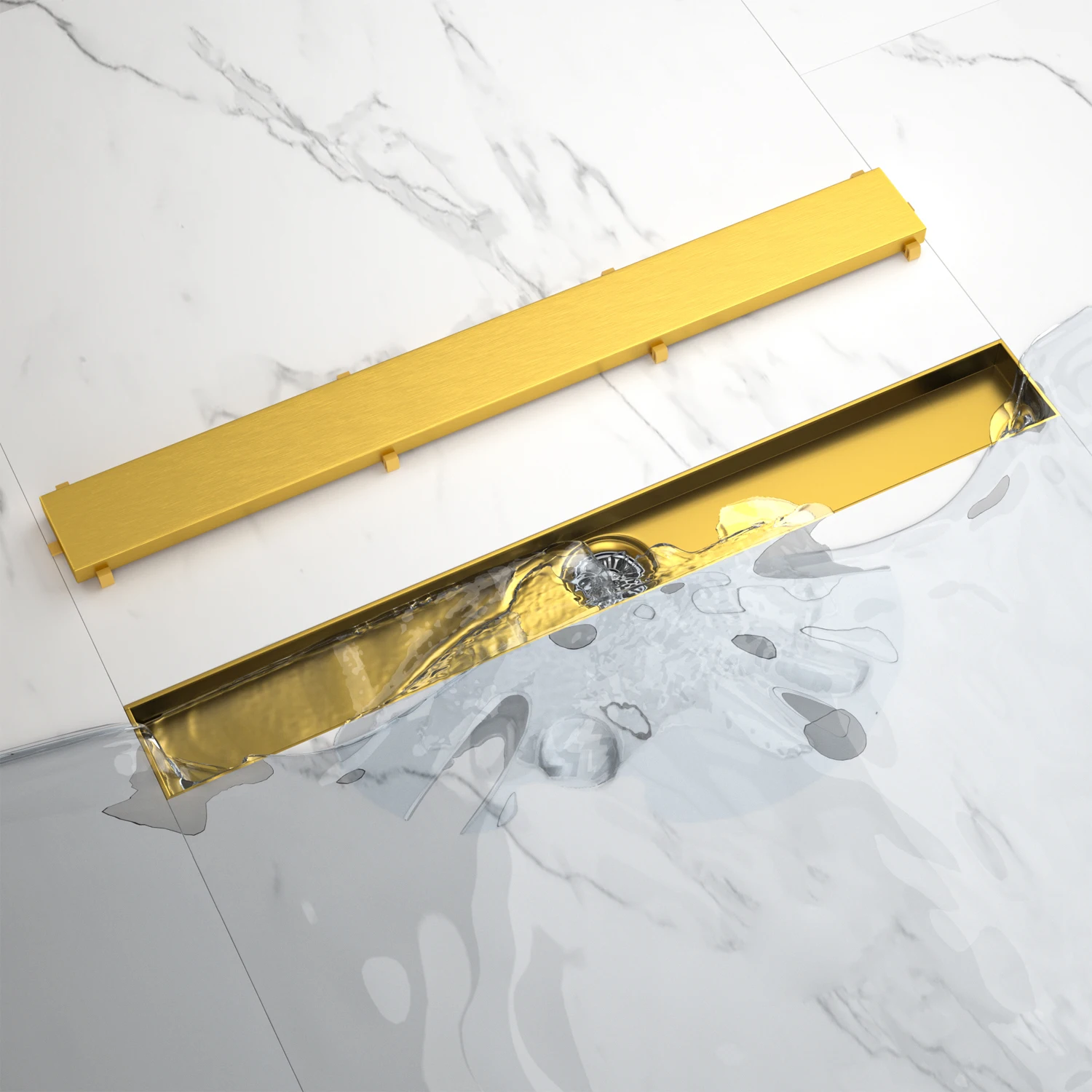 Australian Bathroom Renovation Gold Linear Shower Drain Floor Drain Trap with Hair Strainer