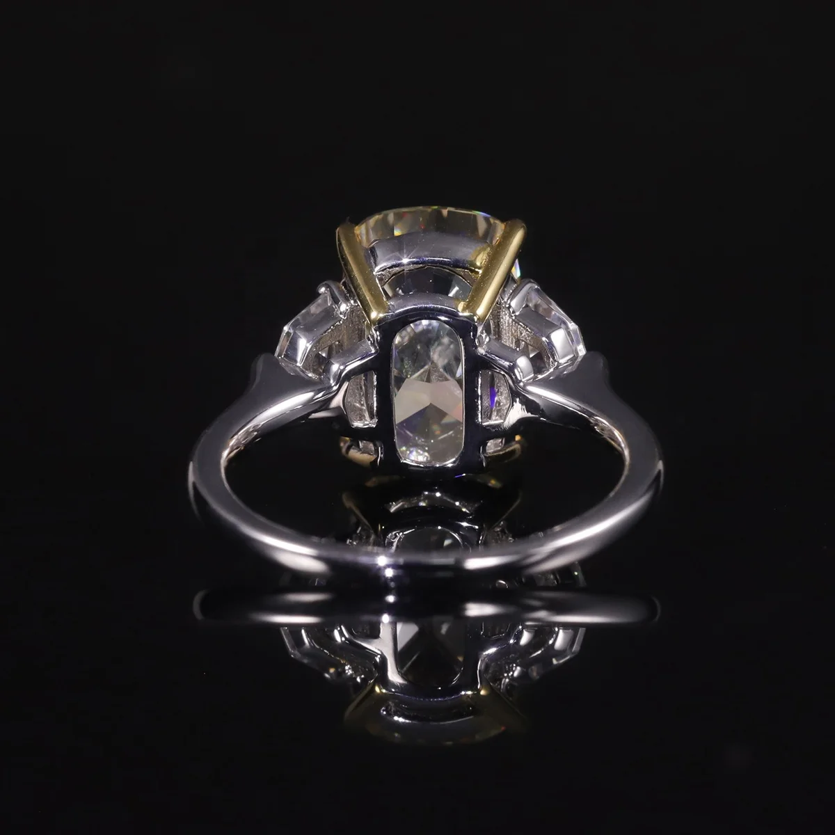 AR512 Abiding Fine Jewelry Crush Ice Cushion Cut 8x12MM Light Yellow Cz Three Stones 925 Silver Engagement Ring