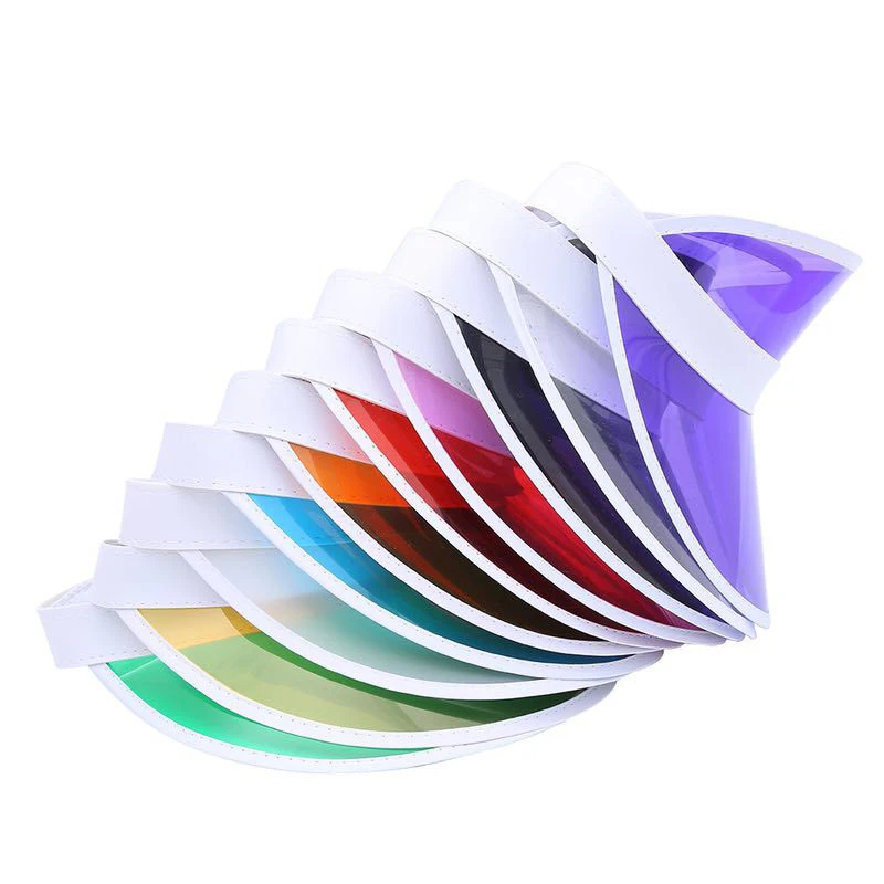 Stock UV Protection Plastic PVC Visor Cap Beach Airtop Sun visor Hat Promotion Advertising Tuorist Team Cap Custom Logo