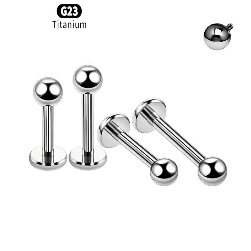 NUORO G23 Titanium Internal Teeth Round Ball Tongue Nail Nose Studs Eyebrow Piercing Lips Labret Studs Cartilage Earrings
