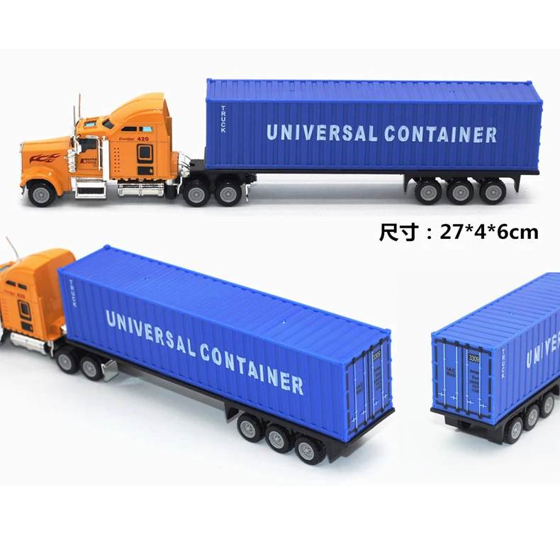 Custom Logo Oem/Odm Alloy Toy Truck 1/64 Scale Diecast Alloy Model Truck Toy Sliding Alloy Vehicle Carrier Container Truck Toys