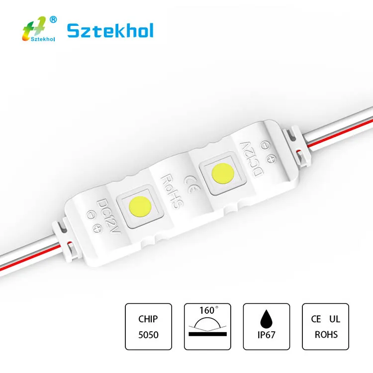 New DC12v RoHS Tekhol Led Module Smd Epistar 5050 Led Chip Led Backlight IP65 Waterproof PVC 120 Degree 2 Chips Mini Led Module