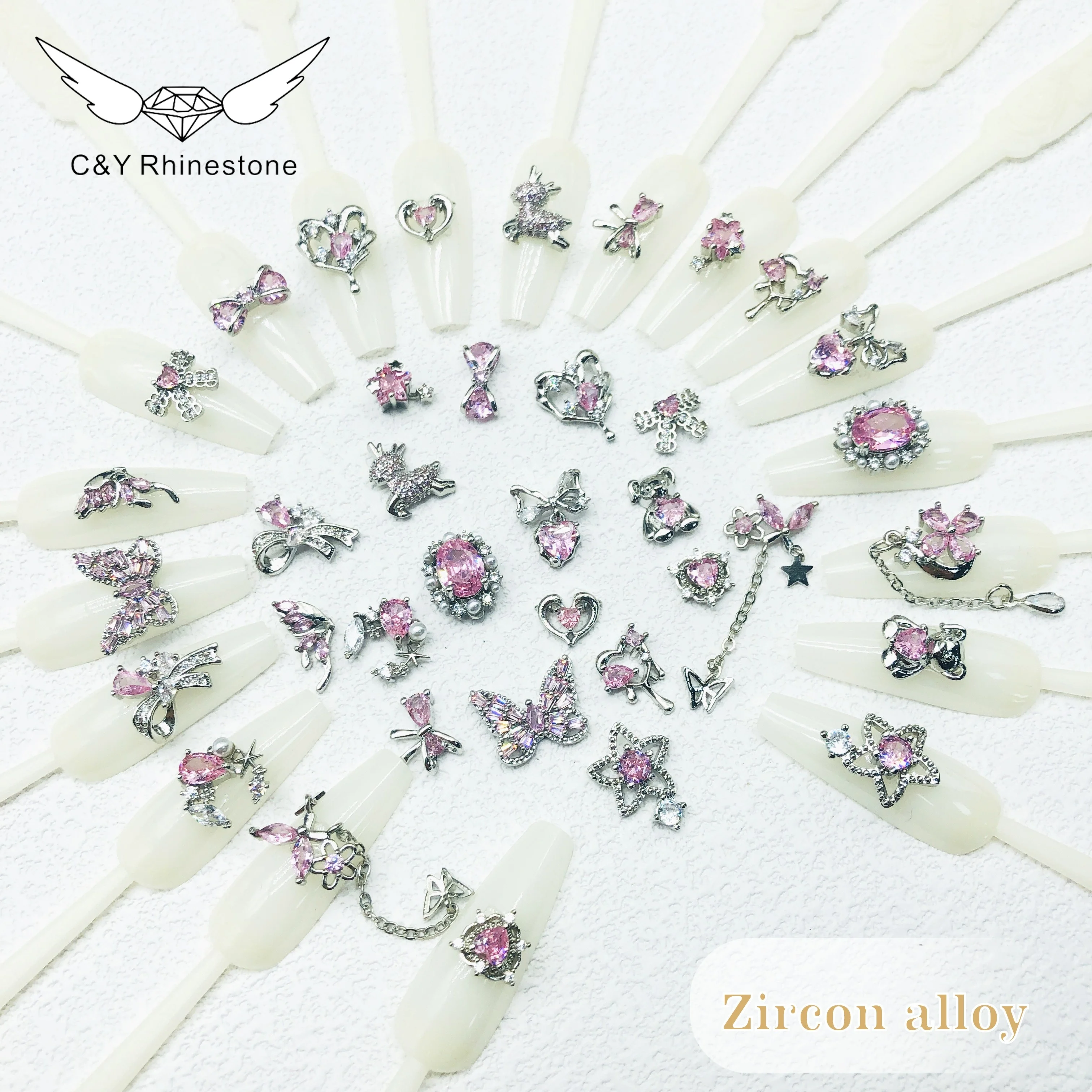 CY CY Wholesale 3D Rhinestone  Alloy Art Charms Beautiful Girls Gem Designs Charms For Nails