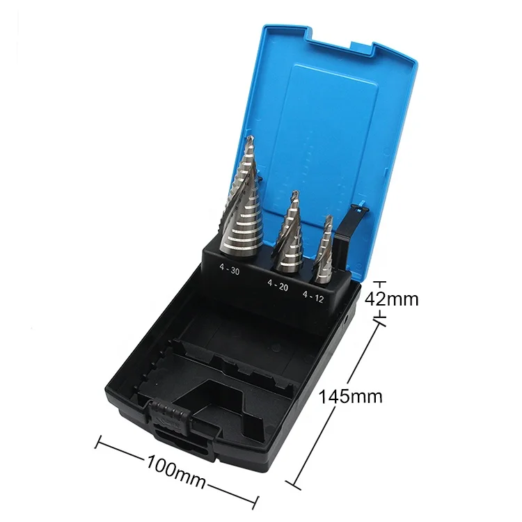 3pcs HSS M2 Step Drill Bit Set Unibit Cone Drill Bits for Stainless Steel, Metal, Wood, Plastic