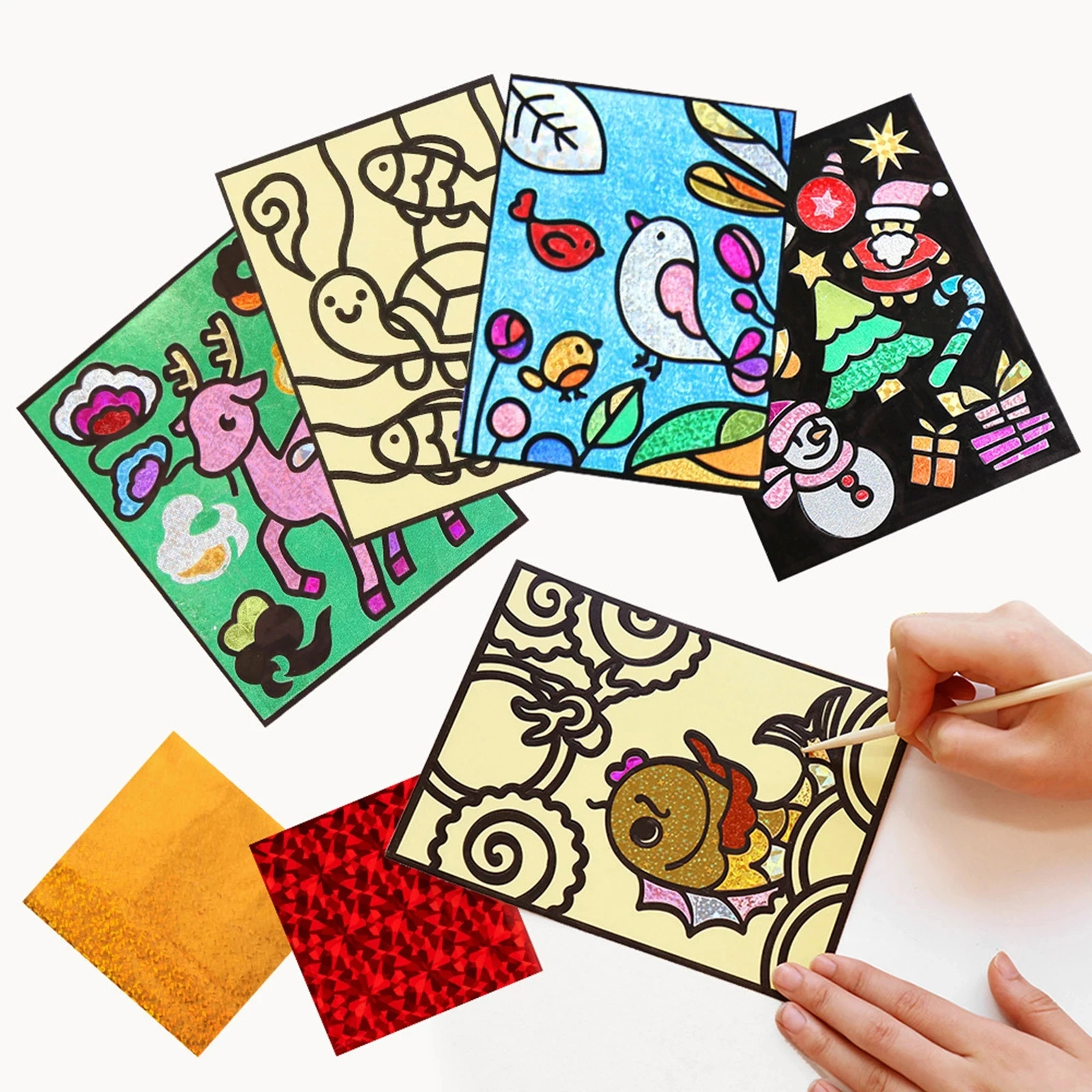 Creative DIY Painting Pictures Drawing Paper Kids Toys Children Crafts Foil Art