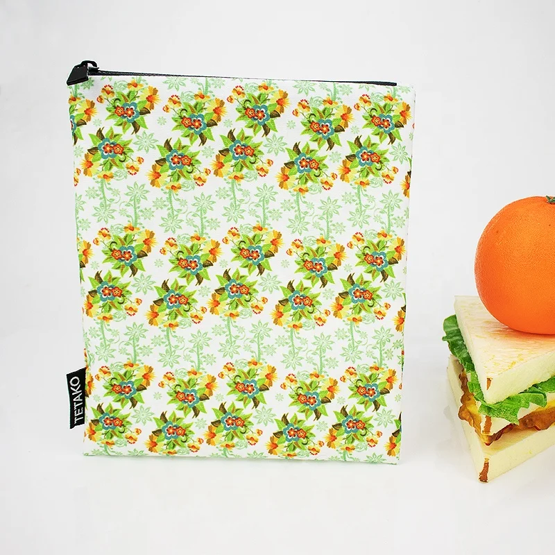 Custom ECO Friendly Washable Printed Cooler Lunch Food Snack Bags Zipper Set Sandwich Bag Reusable