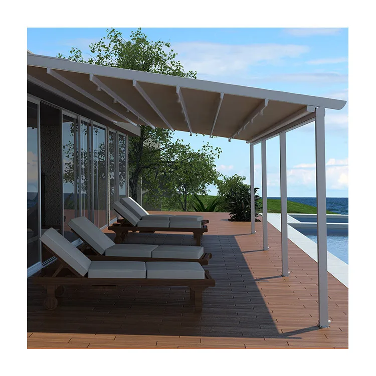 Custom turkey modern rainproof aluminio tent shade canopy awning garden pvc pergola for shopping mall