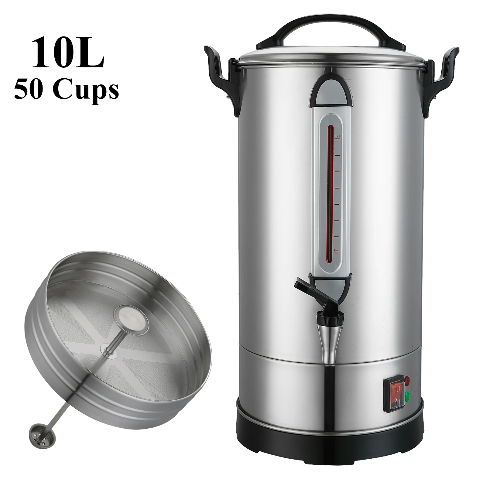 Deluxe 50 Cups stainless steel hot drink beverage dispenser milk tea 10L large coffee urn
