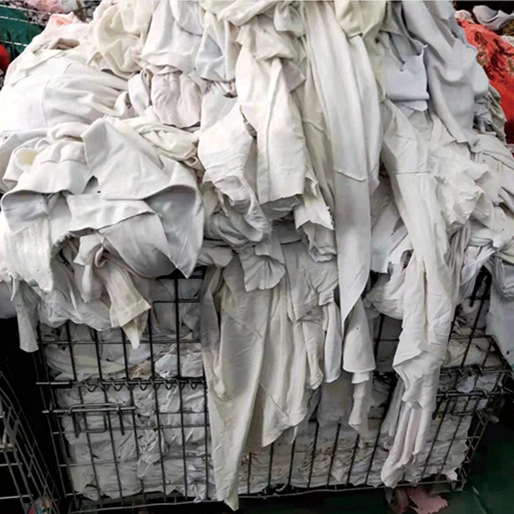 Recycled textile waste 10 kg 25 kg Bale of rags 95% cotton White T-shirt cotton rags
