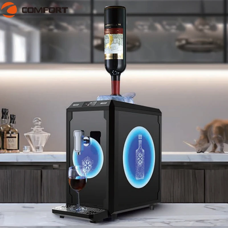 Event New design customized led logo mini portable whisky vodka shot wine chiller single bottle liquor beverage cooling machine