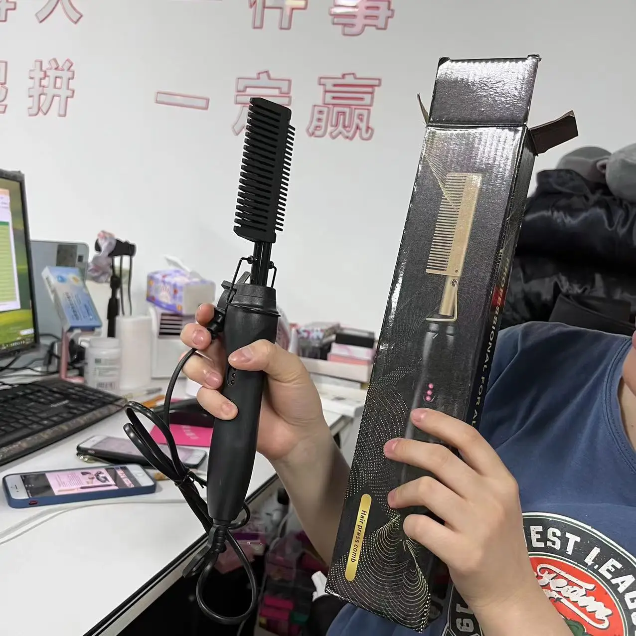 Оптовая продажа индивидуальная этикетка медная электрическая расческа высокотемпературный выпрямитель для волос блестящая вьющихся