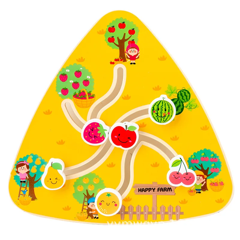 Educational toy Explosive early puzzle children wooden track walking maze interactive animal number position Fruit position
