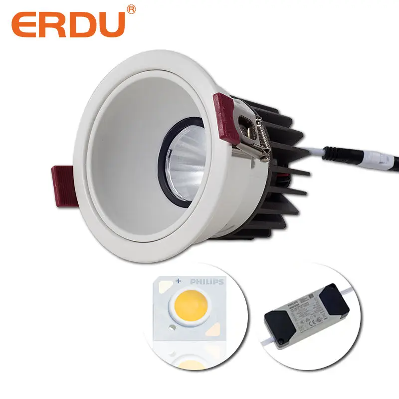 ERDU Aluminum Housing Built-In Anti-Glare Cob Spot Light Adjustable Anti-Glare Recessed Led Led Wall Washer Spotlight