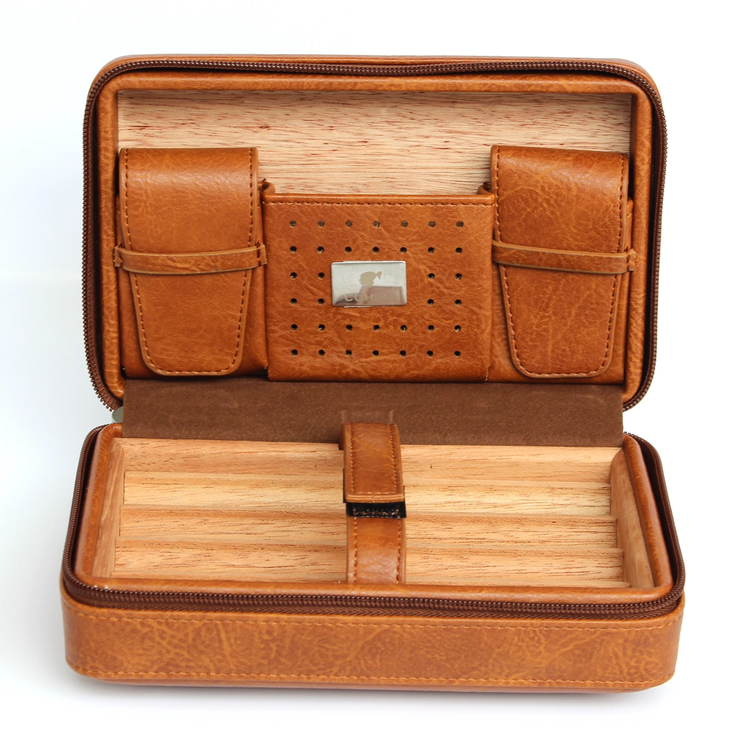 Portable Cigar Packaging Case leather cigar humidor portable travel case for cigars