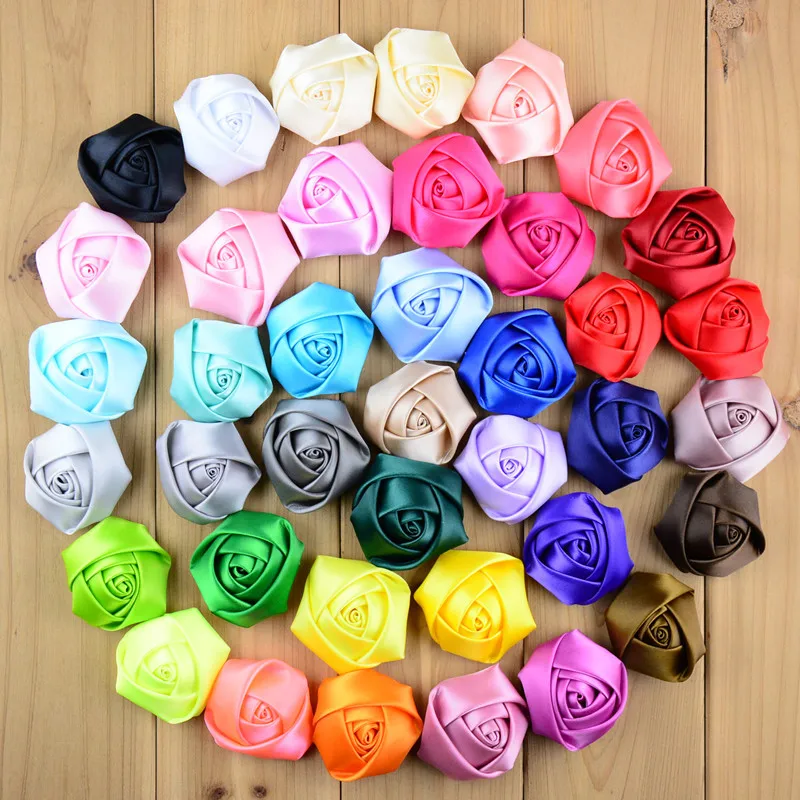 Large size 5cm satin rosette flower 39Colors high quality fabric craft Satin Rosette Flowers 50 Pcs/lot