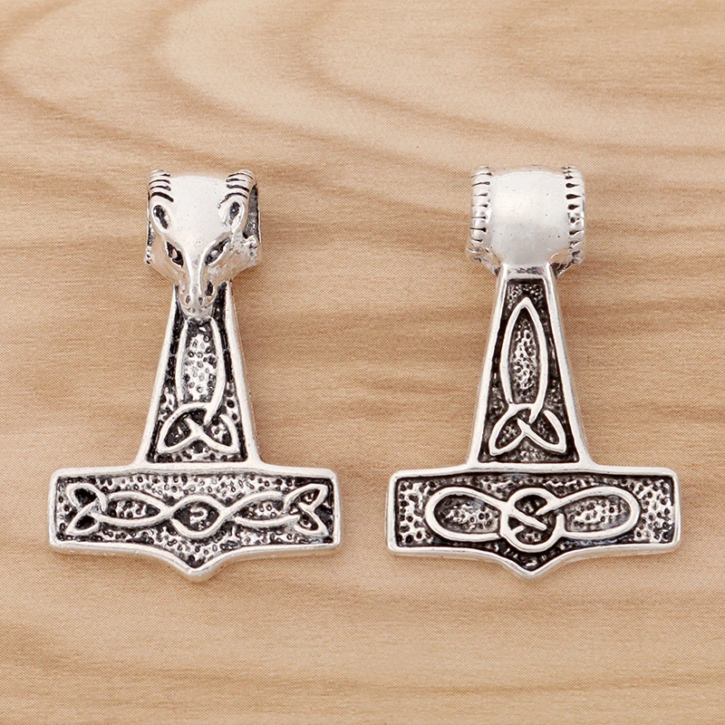 Античное серебро ОЗУ викингов молот Тора кельтик узел подвески для самостоятельного изготовления ожерелья ювелирных изделий 40x28