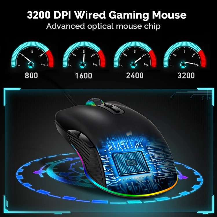 Эргономичная usb c мышь RGB Проводная игровая типа с 4 режимами подсветки