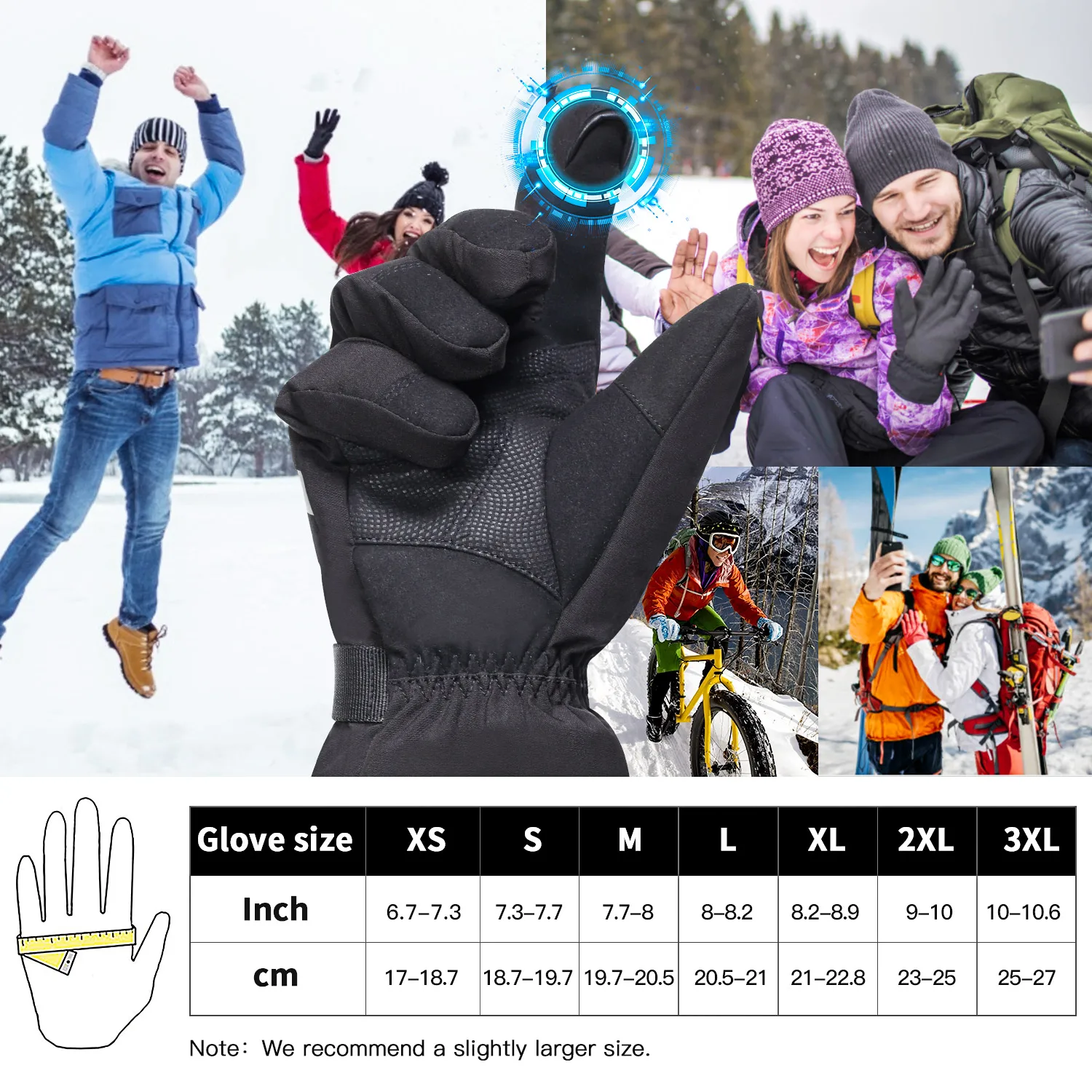 Winter  Cold Weather Outdoor Thermal 7.4V Lithium battery Men Snowboard Skiing Heated Ski Gloves