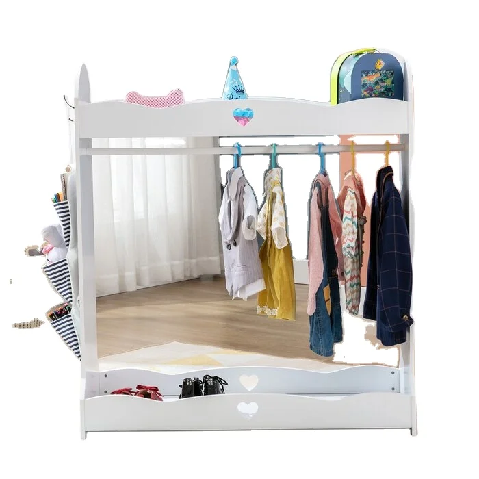 So Cute 3 Tiers Accommodate Clothes, Shoes And Bags Equipped With Oval Mirrors Wardrobe For Kids Girl