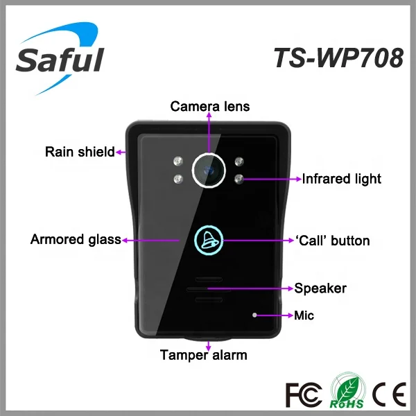 video doorbell phone Saful TS-WP708 300m wireless video door phone for home security