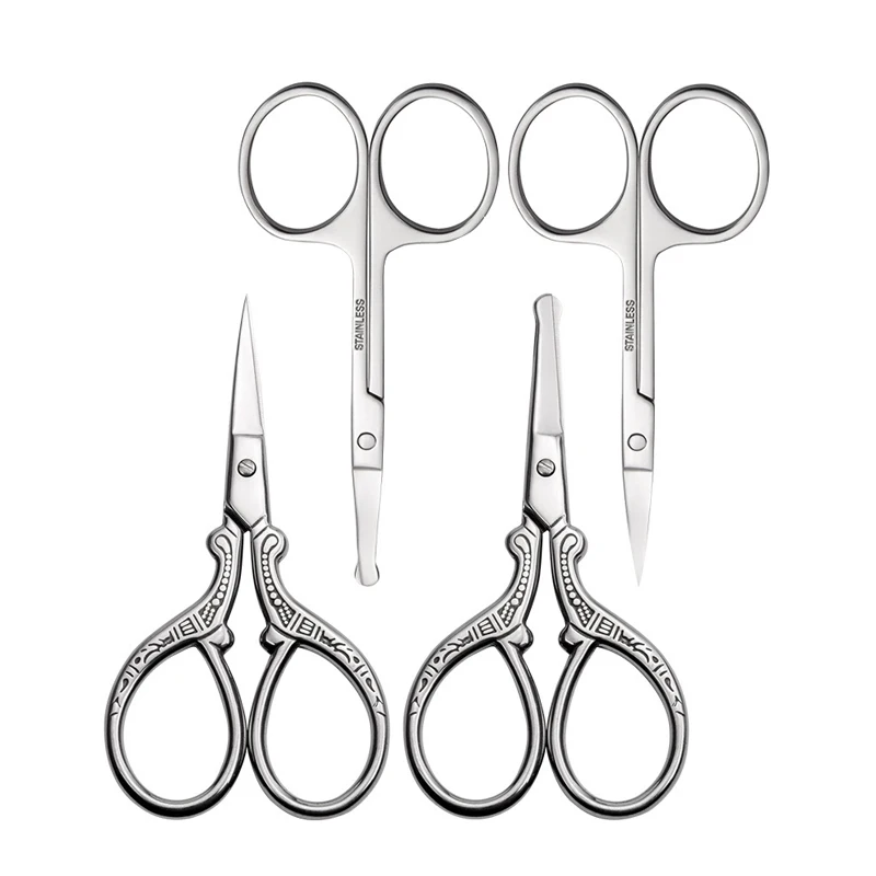 
Makeup Tools Silver Pointed Eyebrow Scissors Cosmetic Round Nose Hair Trimming Scissors 