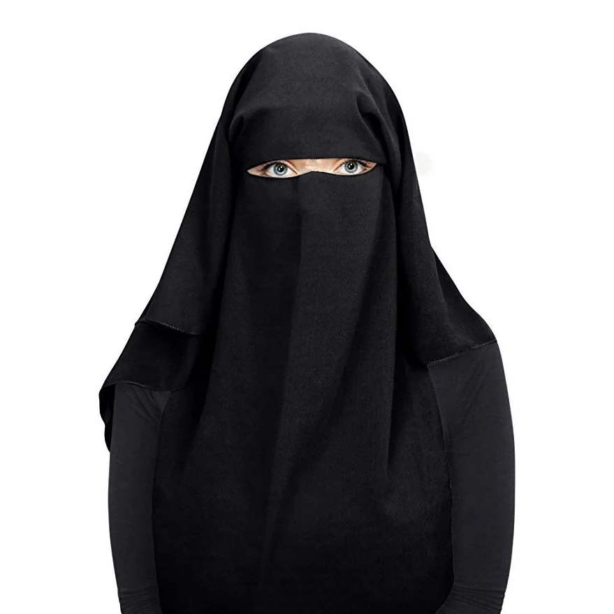 Исламский черный четырёхслойный длинный Niqab Tudung Designs