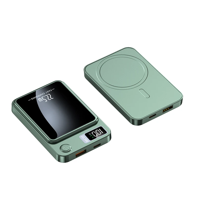 Portable Magnetic Wireless Charging 22.5w 5000mah With Led Display Power Bank 12v Apple Charger For Xiaomi Huawei Outdoor Gift