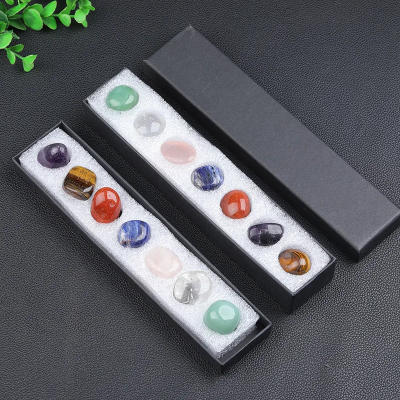 7pcs Irregular Reiki Gemstone Polished Rock Quartz Yoga Energy 7 Chakra Meditation Healing Tumbled Stone Crystal Gift